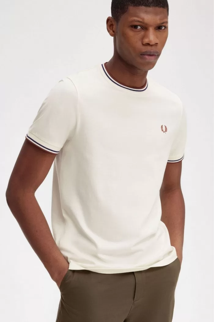 Fred Perry Twin Tipped Men’s T-Shirt Beige Whisky Brown | QAHPC0276