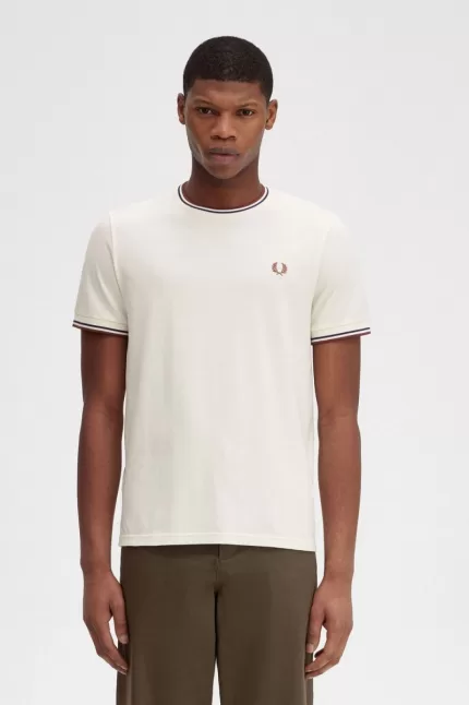 Fred Perry Twin Tipped Men’s T-Shirt Beige Whisky Brown | QAHPC0276