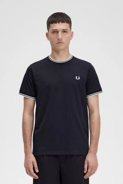 Fred Perry Twin Tipped Men’s T-Shirt Black | AJWRQ8629