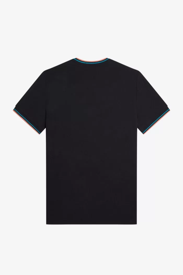 Fred Perry Twin Tipped Men’s T-Shirt Black Cyber Blue Light Rust | KNBSL5398