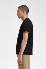 Fred Perry Twin Tipped Men’s T-Shirt Black Green Brown | JLIVD0639