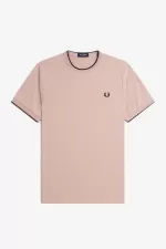 Fred Perry Twin Tipped Men’s T-Shirt Dark Pink Dusty Rose Black | DLOXG7102