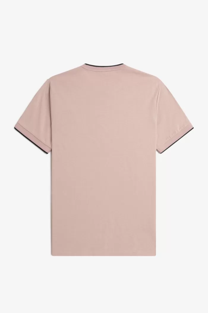 Fred Perry Twin Tipped Men’s T-Shirt Dark Pink Dusty Rose Black | DLOXG7102