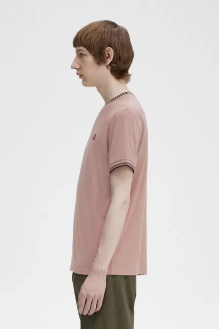 Fred Perry Twin Tipped Men’s T-Shirt Dark Pink Whisky Brown | JMFOB2853