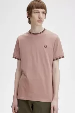 Fred Perry Twin Tipped Men’s T-Shirt Dark Pink Whisky Brown | JMFOB2853