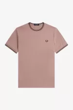 Fred Perry Twin Tipped Men’s T-Shirt Dark Pink Whisky Brown | JMFOB2853