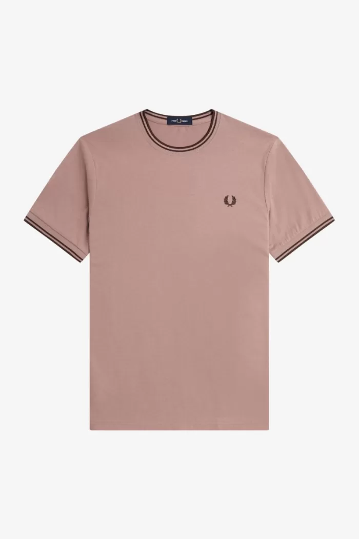 Fred Perry Twin Tipped Men’s T-Shirt Dark Pink Whisky Brown | JMFOB2853