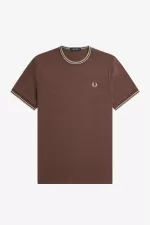 Fred Perry Twin Tipped Men’s T-Shirt Dark Red Warm Grey | ZNLFY0923