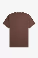 Fred Perry Twin Tipped Men’s T-Shirt Dark Red Warm Grey | ZNLFY0923