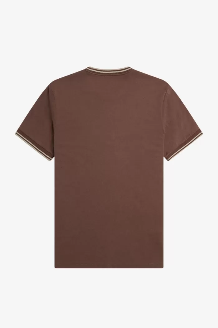 Fred Perry Twin Tipped Men’s T-Shirt Dark Red Warm Grey | ZNLFY0923