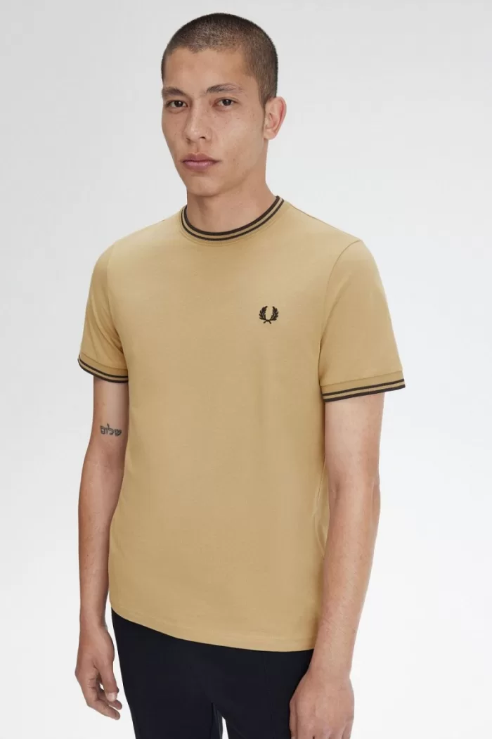 Fred Perry Twin Tipped Men’s T-Shirt Green Black | XZPSQ0459