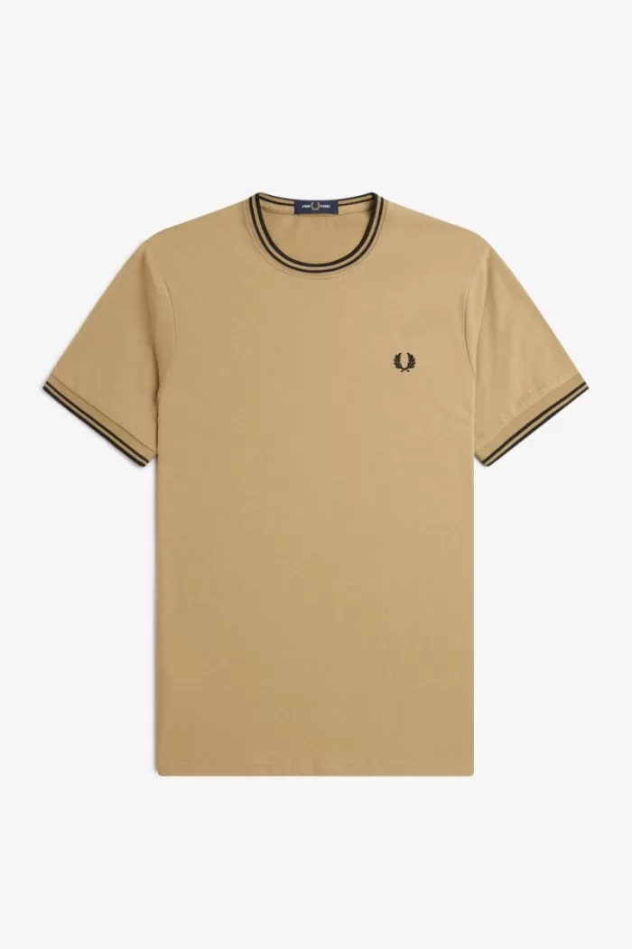 Fred Perry Twin Tipped Men’s T-Shirt Green Black | XZPSQ0459