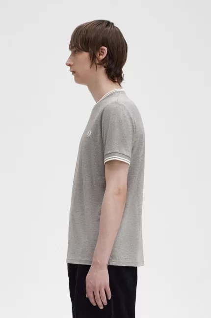 Fred Perry Twin Tipped Men’s T-Shirt Grey | IDGJK2650