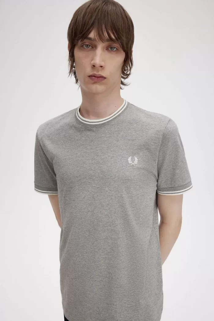 Fred Perry Twin Tipped Men’s T-Shirt Grey | IDGJK2650