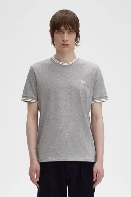 Fred Perry Twin Tipped Men’s T-Shirt Grey | IDGJK2650