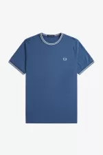 Fred Perry Twin Tipped Men’s T-Shirt Midnight Blue Beige Light Aqua | ROEUW6582