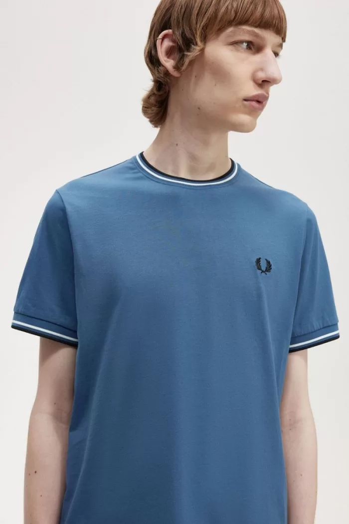 Fred Perry Twin Tipped Men’s T-Shirt Midnight Blue | SHBMV0359