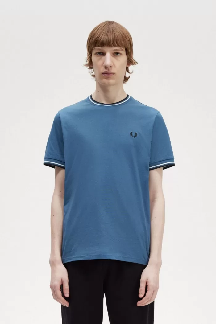 Fred Perry Twin Tipped Men’s T-Shirt Midnight Blue | SHBMV0359