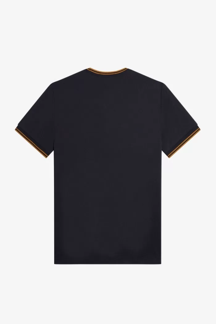 Fred Perry Twin Tipped Men’s T-Shirt Navy Dark Coffee | TQJXS5043