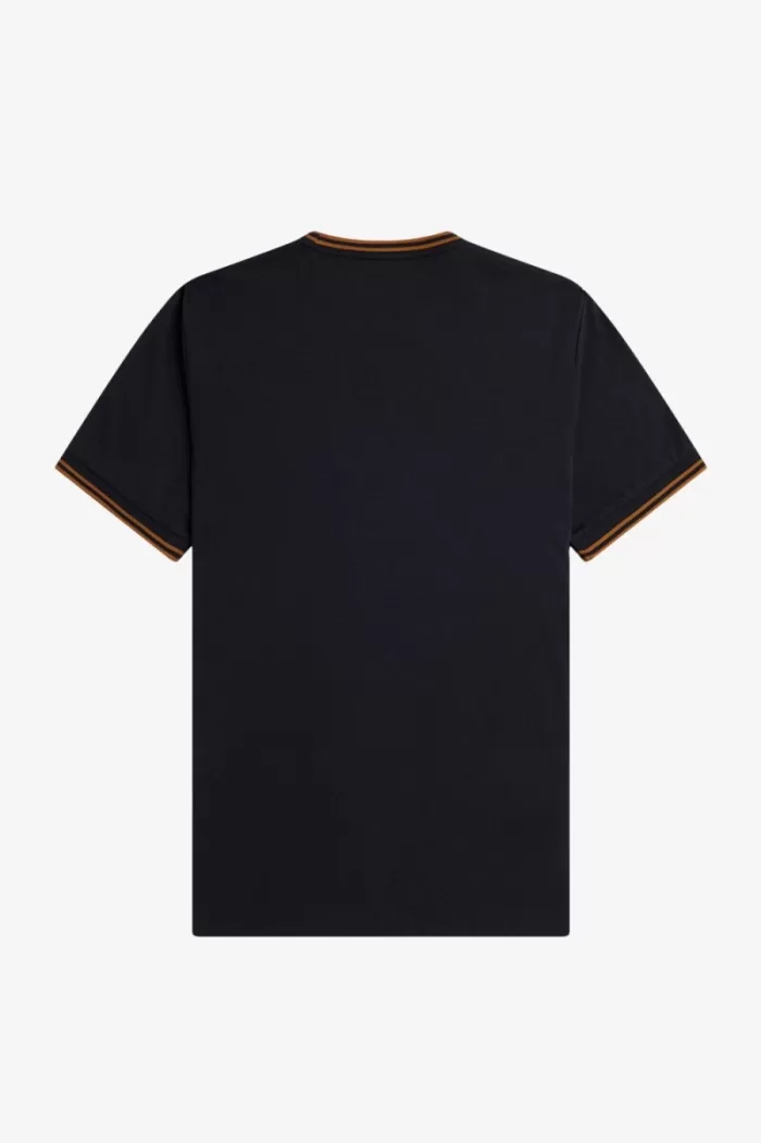 Fred Perry Twin Tipped Men’s T-Shirt Navy Dark Coffee | TQJXS5043