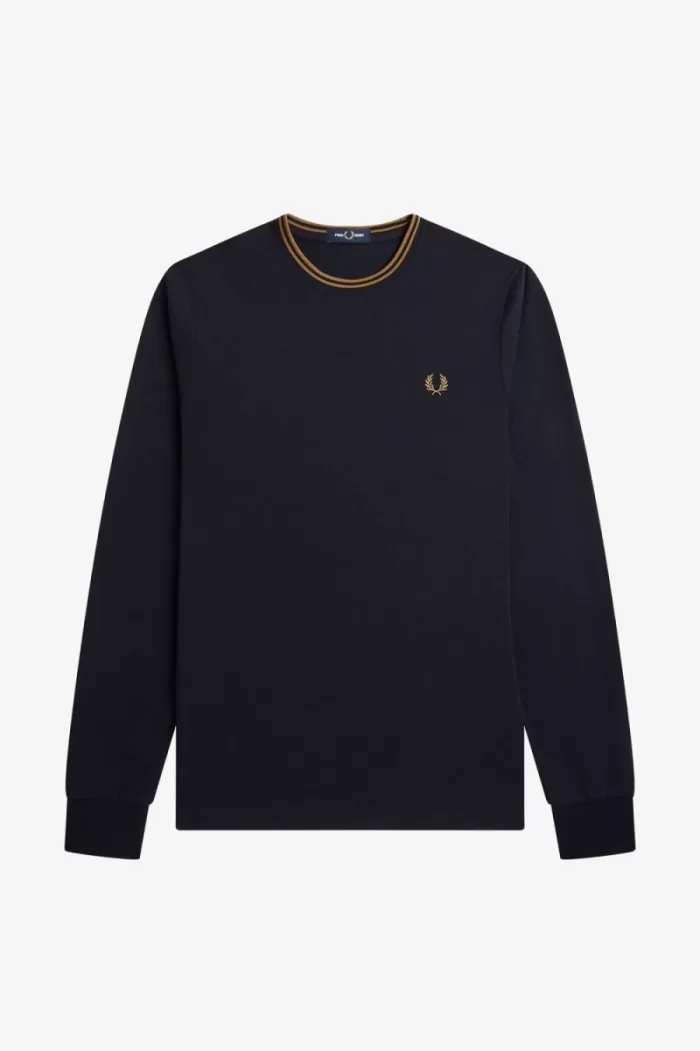 Fred Perry Twin Tipped Men’s T-Shirt Navy Dark Coffee | ZEUOY8690