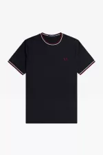 Fred Perry Twin Tipped Men’s T-Shirt Navy Snow White Burnt Red | OCPRG3821