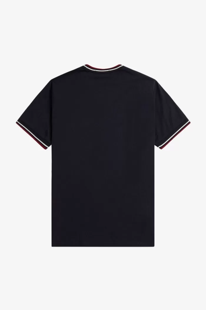 Fred Perry Twin Tipped Men’s T-Shirt Navy Snow White Burnt Red | OCPRG3821