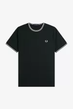 Fred Perry Twin Tipped Men’s T-Shirt Night Green Snow White | LWHGS8306