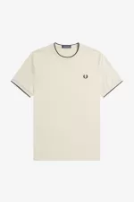 Fred Perry Twin Tipped Men’s T-Shirt Oatmeal Beige Black | GCDOB7621