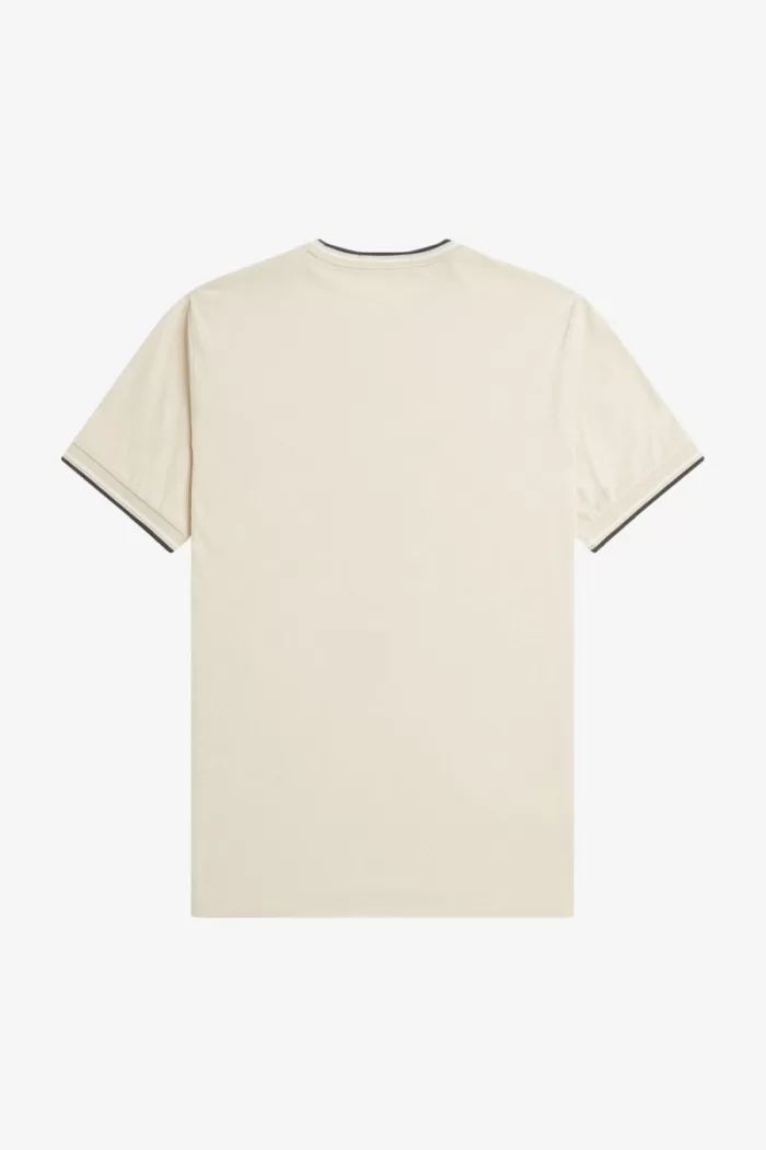 Fred Perry Twin Tipped Men’s T-Shirt Oatmeal Beige Black | GCDOB7621