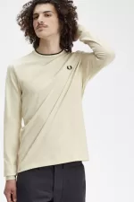 Fred Perry Twin Tipped Men’s T-Shirt Oatmeal Beige Black | JIPCX7904