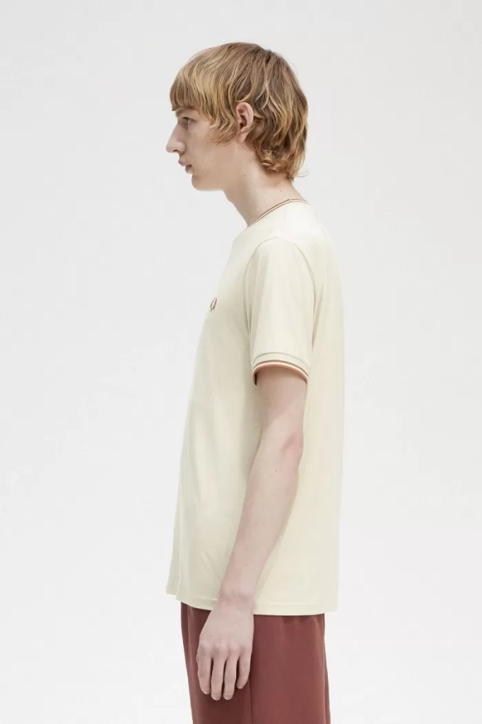 Fred Perry Twin Tipped Men’s T-Shirt Oatmeal | EOSPJ4716