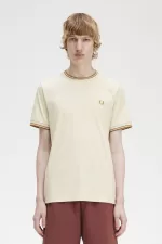 Fred Perry Twin Tipped Men’s T-Shirt Oatmeal | EOSPJ4716