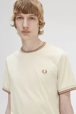 Fred Perry Twin Tipped Men’s T-Shirt Oatmeal | EOSPJ4716