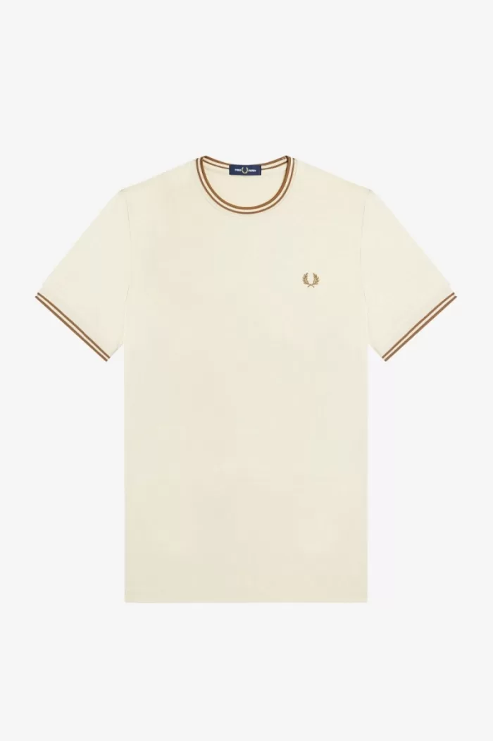 Fred Perry Twin Tipped Men’s T-Shirt Oatmeal | EOSPJ4716