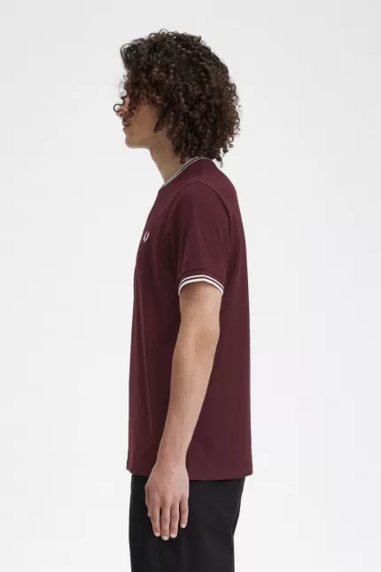 Fred Perry Twin Tipped Men’s T-Shirt Oxblood | XRVPL7965