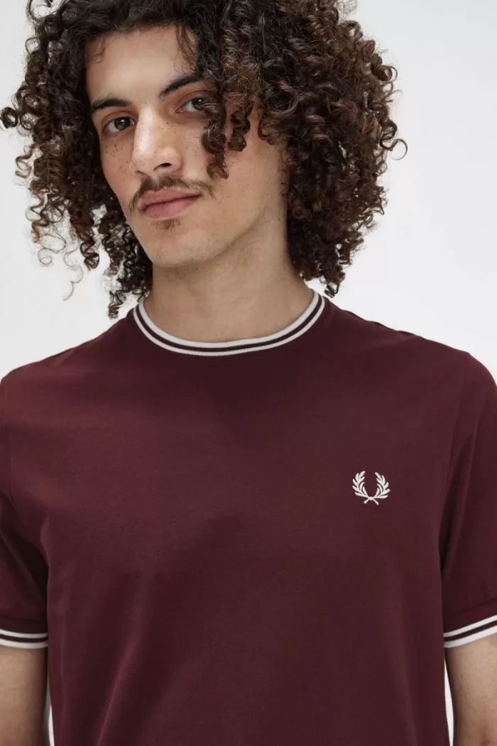 Fred Perry Twin Tipped Men’s T-Shirt Oxblood | XRVPL7965