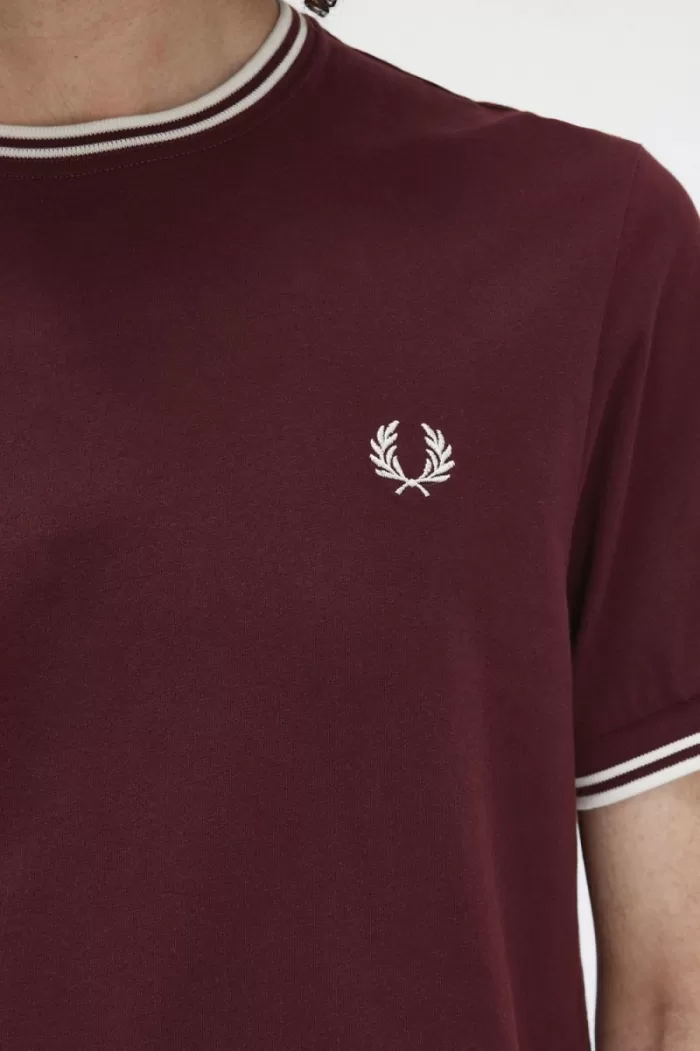 Fred Perry Twin Tipped Men’s T-Shirt Oxblood | XRVPL7965