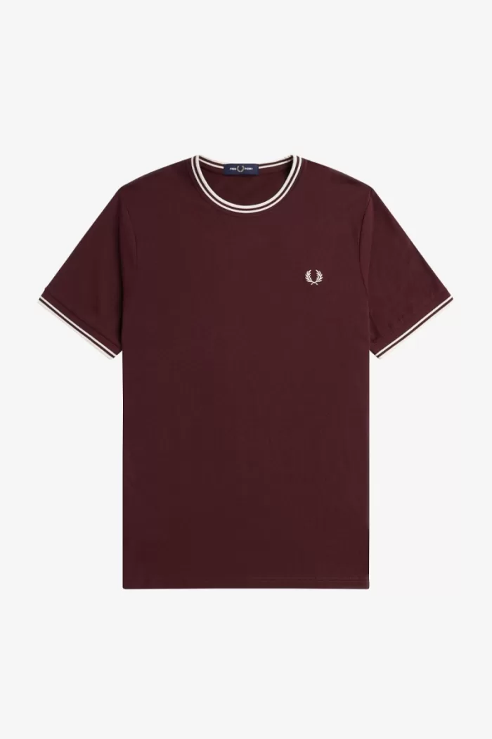 Fred Perry Twin Tipped Men’s T-Shirt Oxblood | XRVPL7965