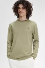 Fred Perry Twin Tipped Men’s T-Shirt Warm Grey Dark Red | HASOJ0468