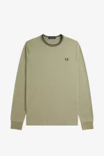 Fred Perry Twin Tipped Men’s T-Shirt Warm Grey Dark Red | HASOJ0468