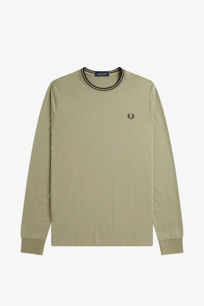 Fred Perry Twin Tipped Men’s T-Shirt Warm Grey Dark Red | HASOJ0468