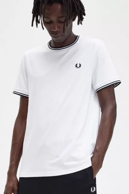 Fred Perry Twin Tipped Men’s T-Shirt White | GSTWR0481