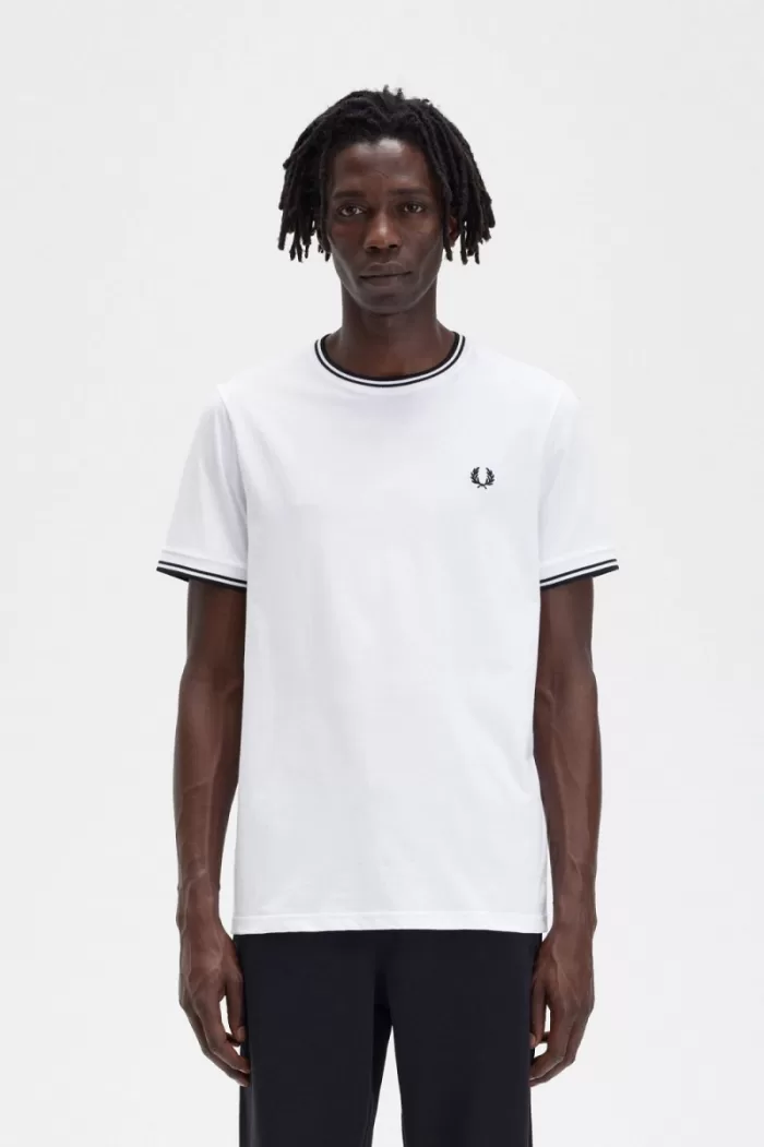 Fred Perry Twin Tipped Men’s T-Shirt White | GSTWR0481