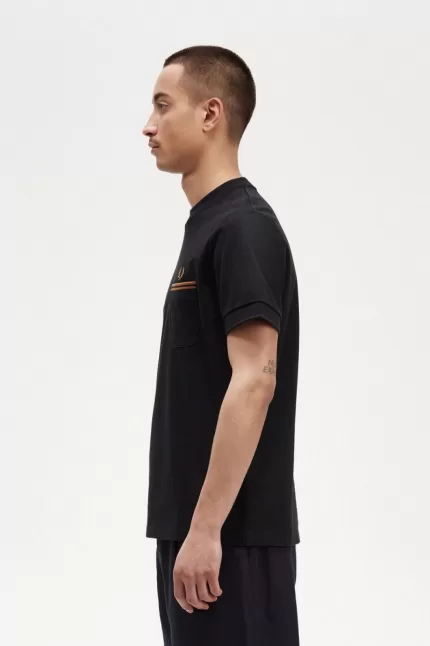 Fred Perry Twin Tipped Pocket Men’s T-Shirt Black | IVNKL6894