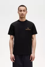 Fred Perry Twin Tipped Pocket Men’s T-Shirt Black | IVNKL6894