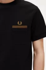 Fred Perry Twin Tipped Pocket Men’s T-Shirt Black | IVNKL6894