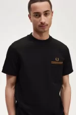 Fred Perry Twin Tipped Pocket Men’s T-Shirt Black | IVNKL6894