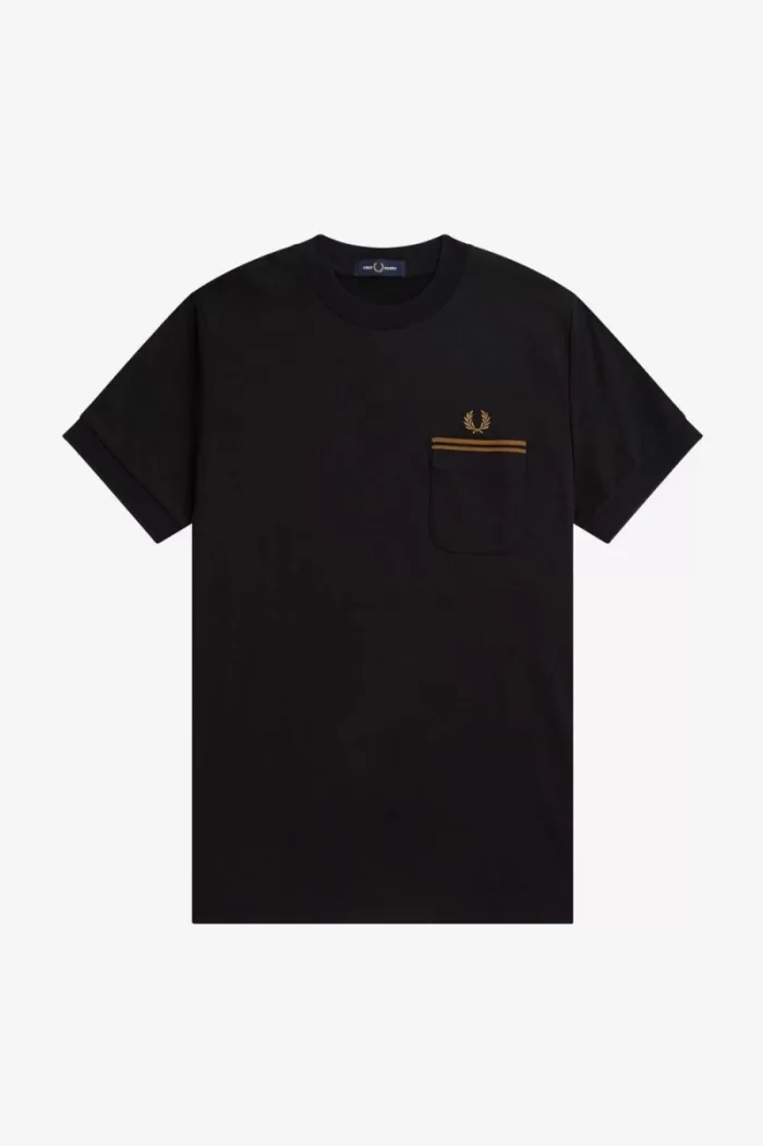 Fred Perry Twin Tipped Pocket Men’s T-Shirt Black | IVNKL6894