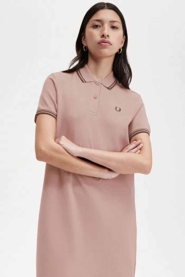 Fred Perry Twin Tipped Shirt Women’s Dress Dark Pink Whisky Brown | YNCBG8725